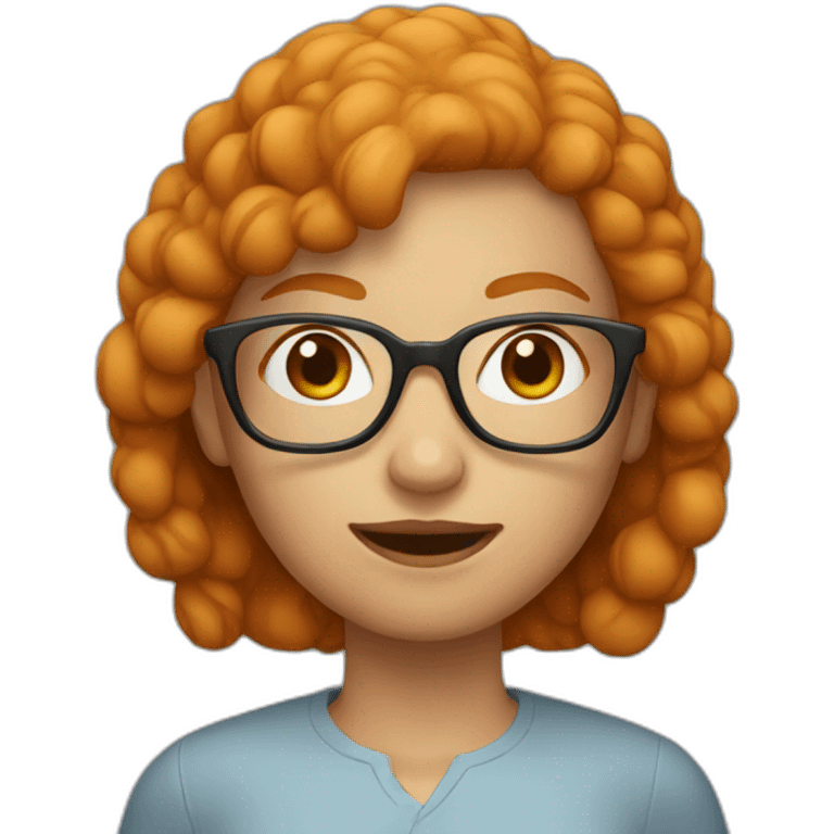 Ginger woman with glasses and square head emoji