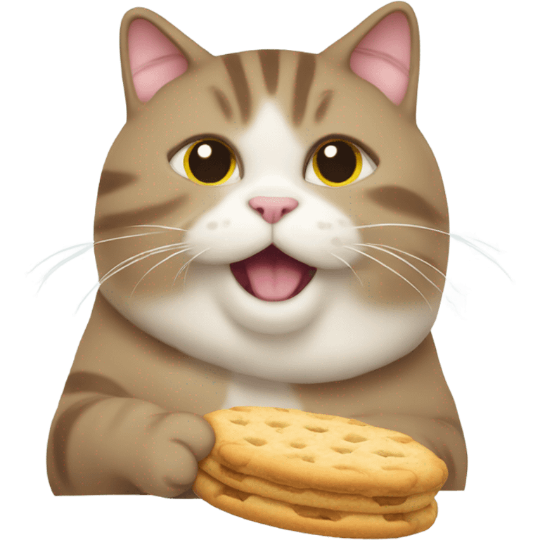 a fat cat that's eating a biscuit  emoji