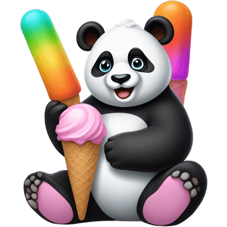 Panda eating ice cream emoji