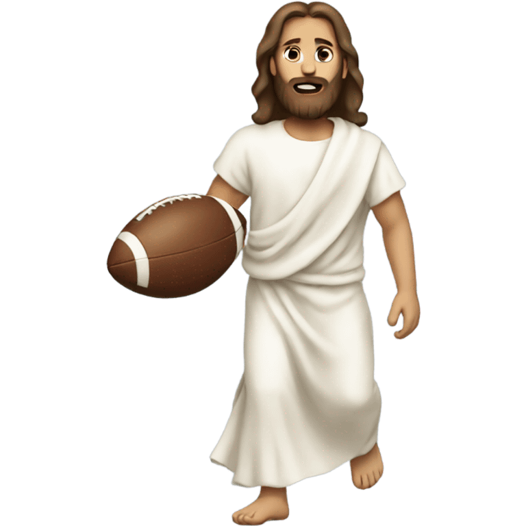 Jesus carrying a football emoji