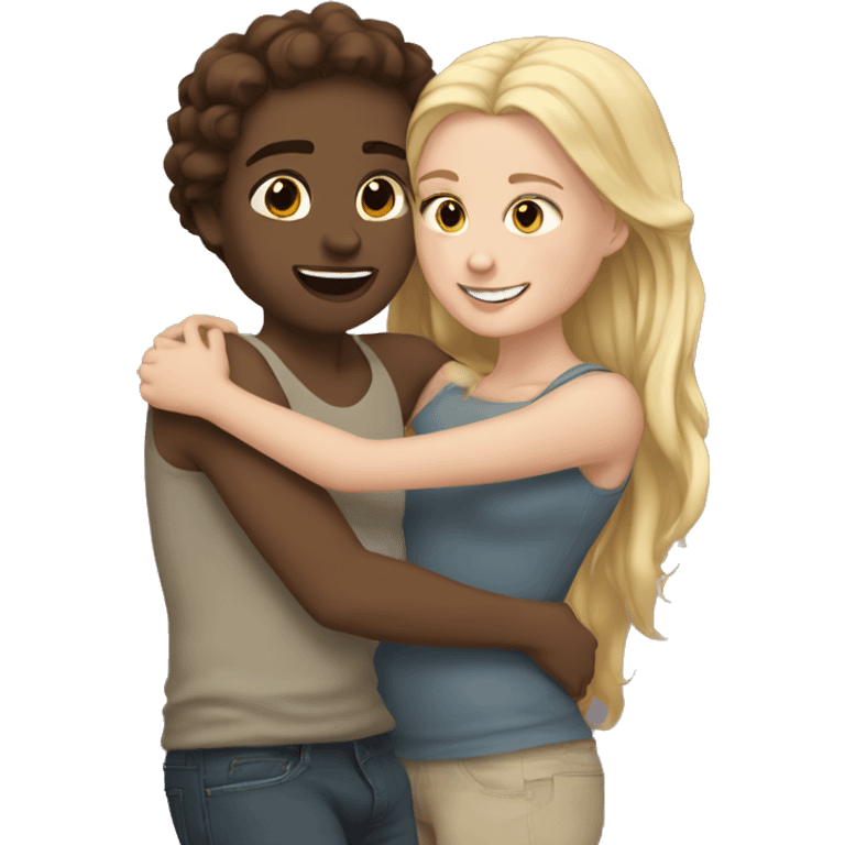 White Girl hugs white girl emoji