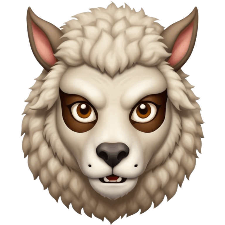 a wolf with a human body unmasking sheep emoji