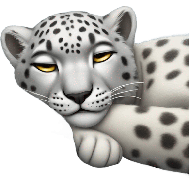 Sleeping laying snow leopard  emoji