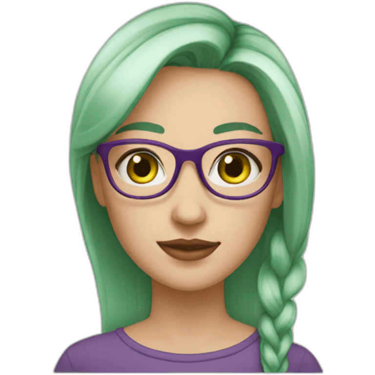 white-girl-purple-hair-green-eyes-square-glasses emoji