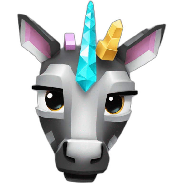 Minecraft Black Jiraffe Head With Diamond Unicorn Horn and Lazer Eyes emoji