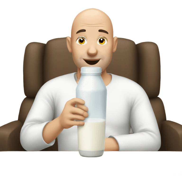 Bald man drinking milk emoji