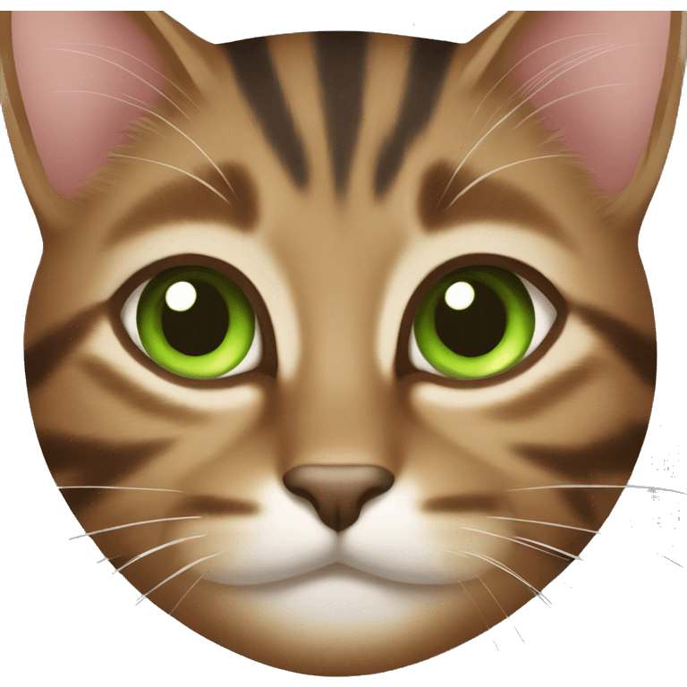 brown female tabby cat with green eyes  emoji