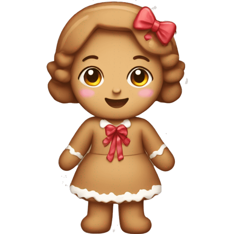 cute gingerbread girl with bows emoji