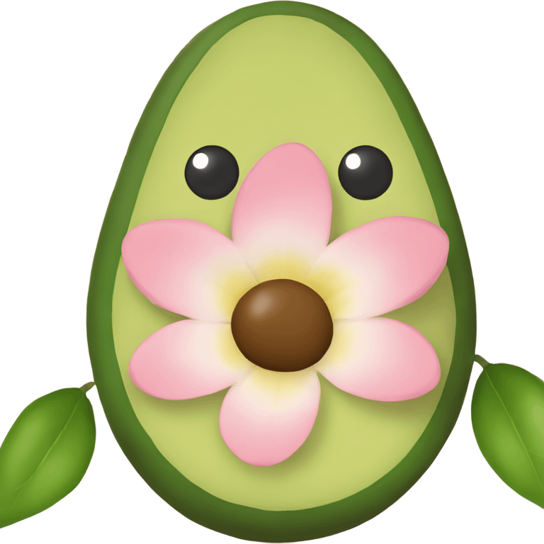 Cute avacado with pale pink flower emoji