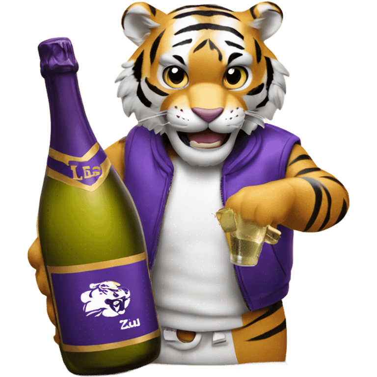 LSU Mike the Tiger popping champagne bottle emoji