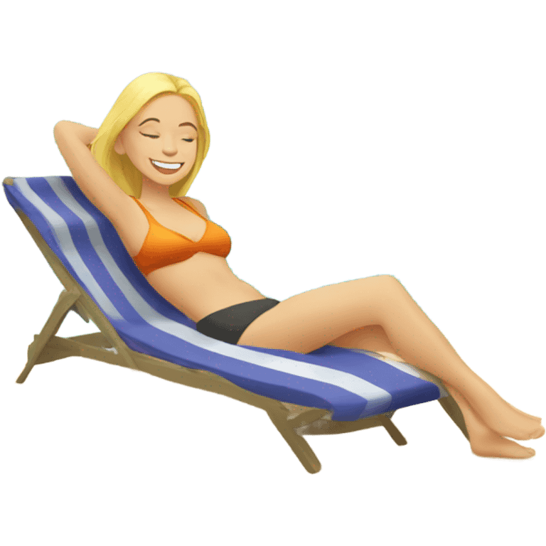 Caucasian ladies ￼laying on the beach  emoji