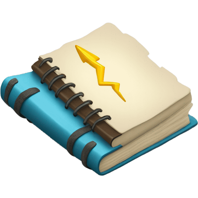 Notebook with lightning bolt. emoji