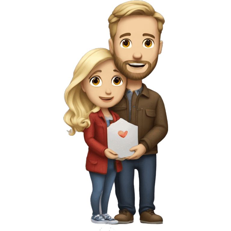 White man with beard proposes to girlfriend  emoji