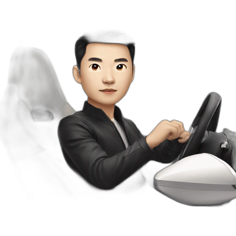 Chen Xiao driving a tesla emoji