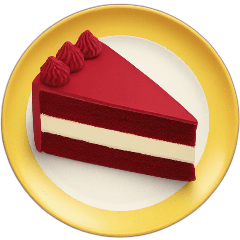 Red velvet cake on a yellow plate emoji