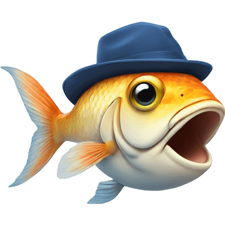 Fish wearing hat emoji