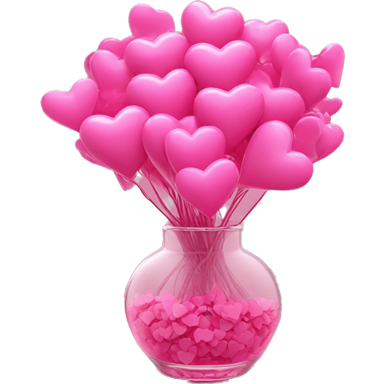 10000000 huge pink hearts on stems in a clear glass vase emoji