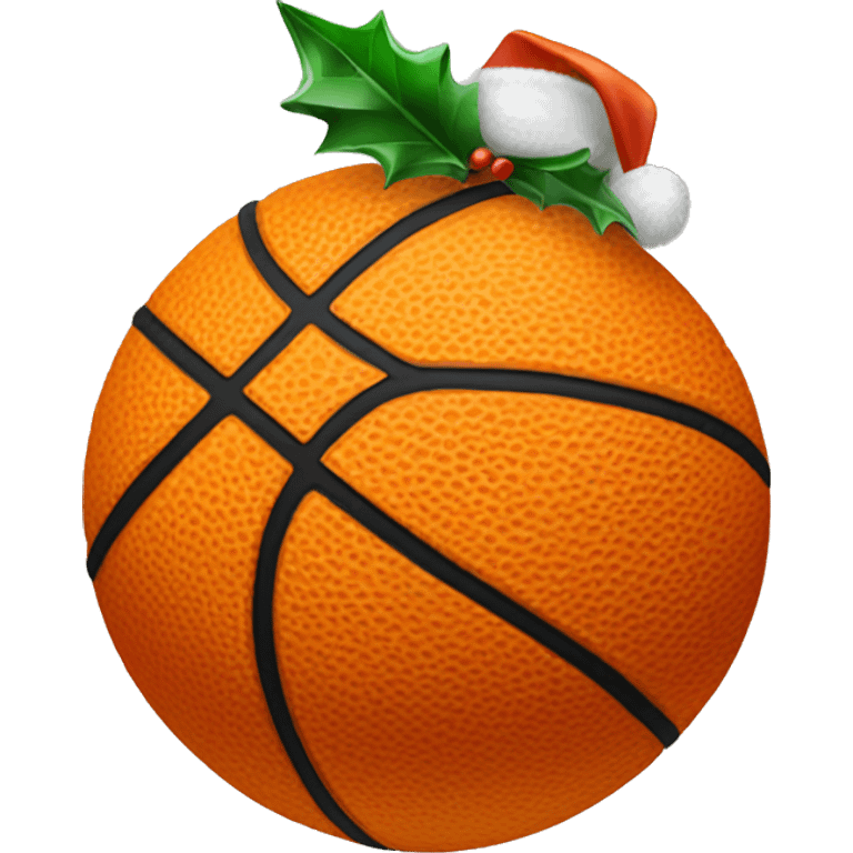 Basketball orange with a Christmas ha emoji