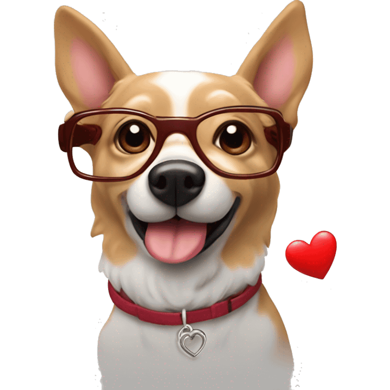 Perro salchicha con gafas de corazón ￼ emoji