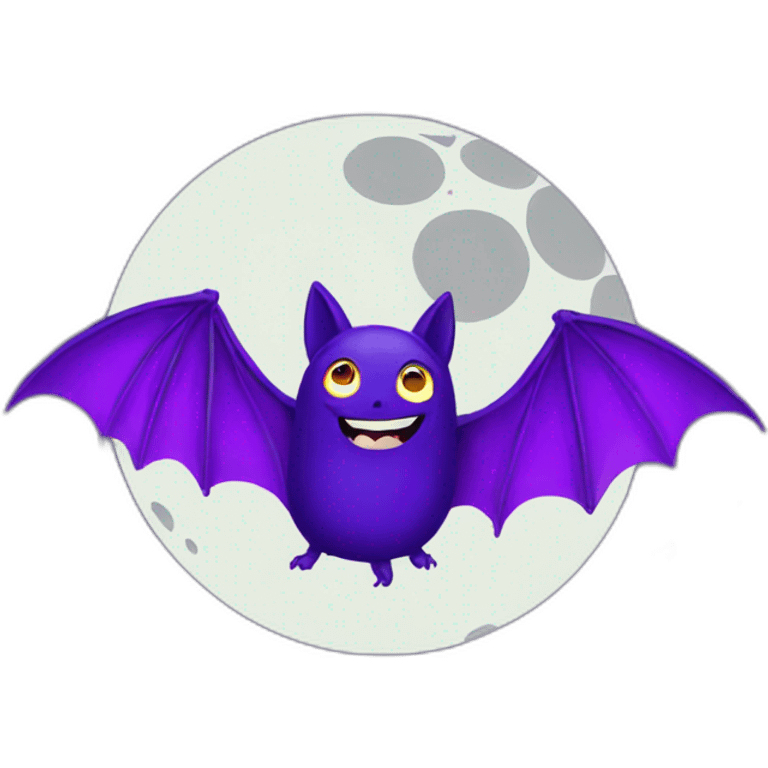 Purple bat on the moon emoji