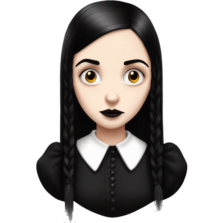 Realistic Wednesday addams kissing demure emoji