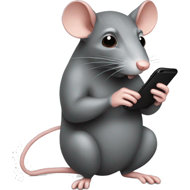 Rat typing on phone emoji