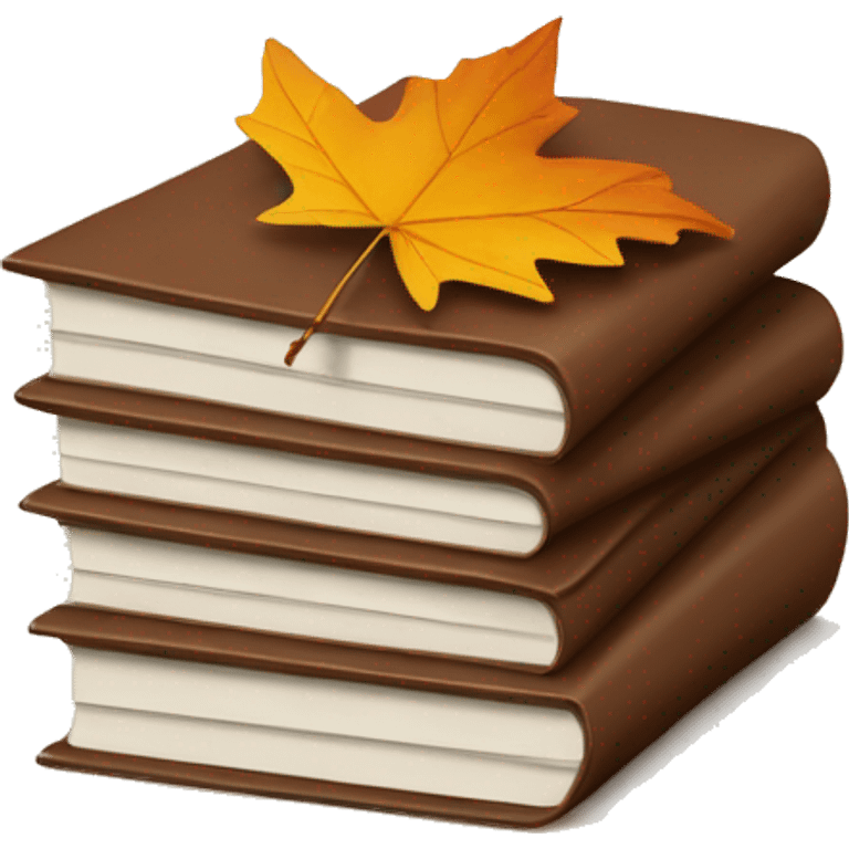 brown stack of letters and autumn leaf emoji