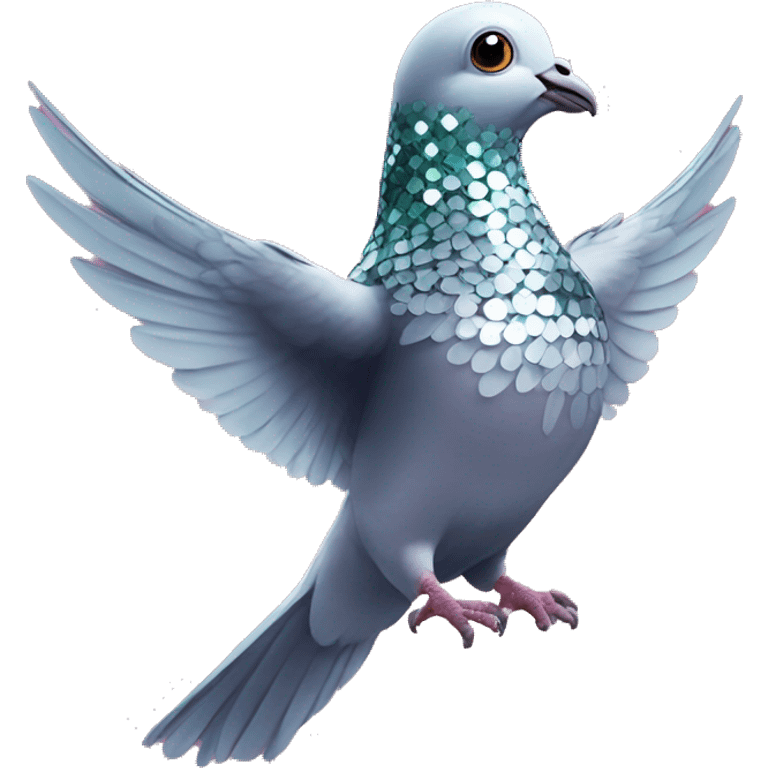 disco ball pigeon, open wings emoji