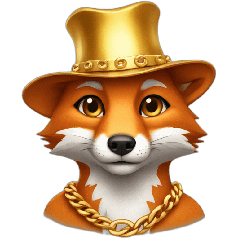 fox wearing a gold chain and hat emoji