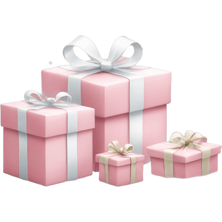 Light pink Christmas gifts under a white Christmas tree  emoji