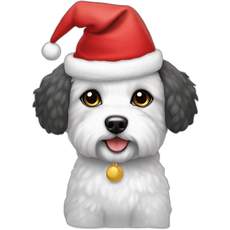 bichon dog-christmas hat emoji