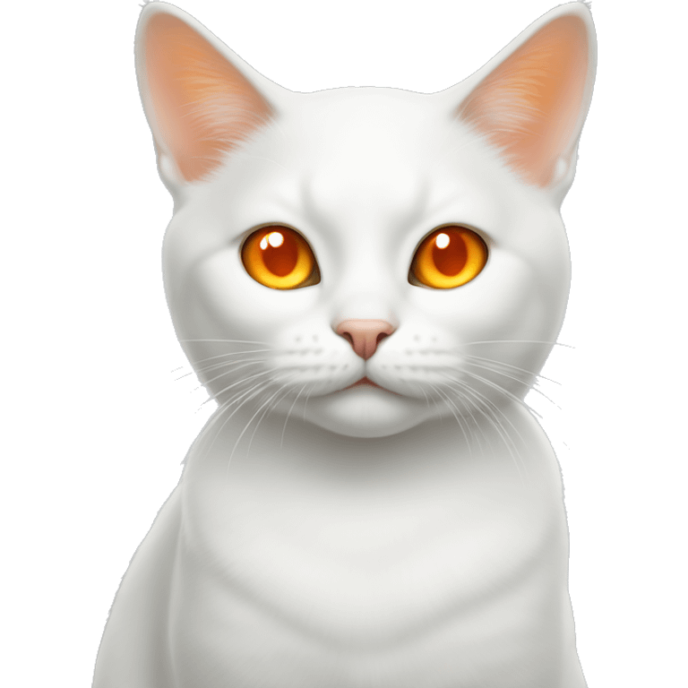 white cat with orange ears and orange eyes emoji