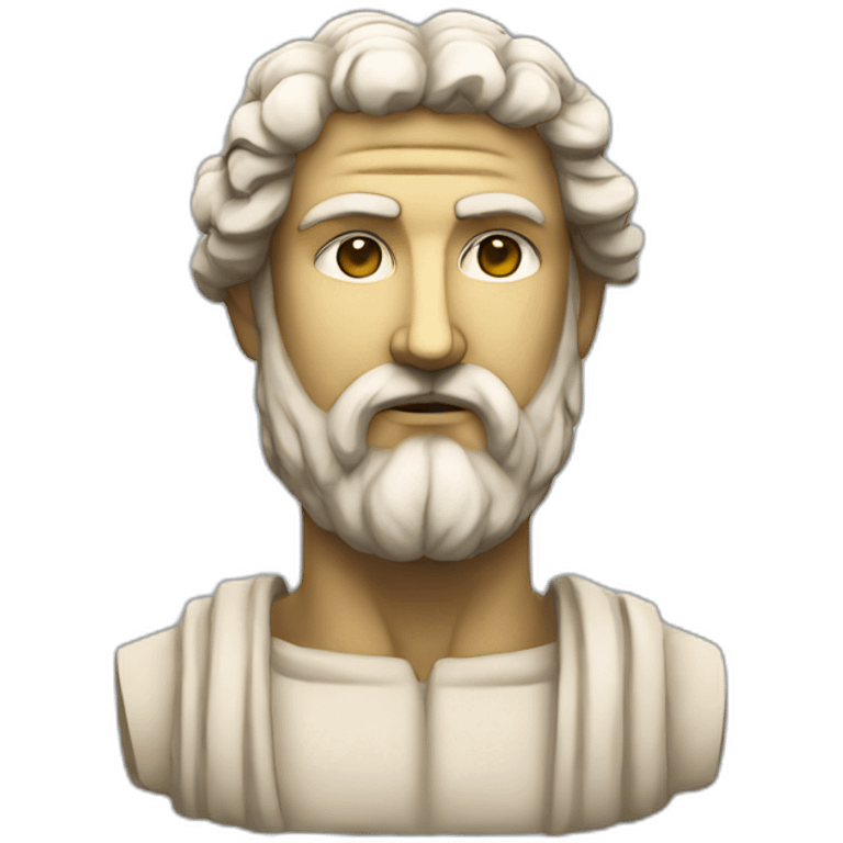 Stoic statue man with beard and centre head emoji