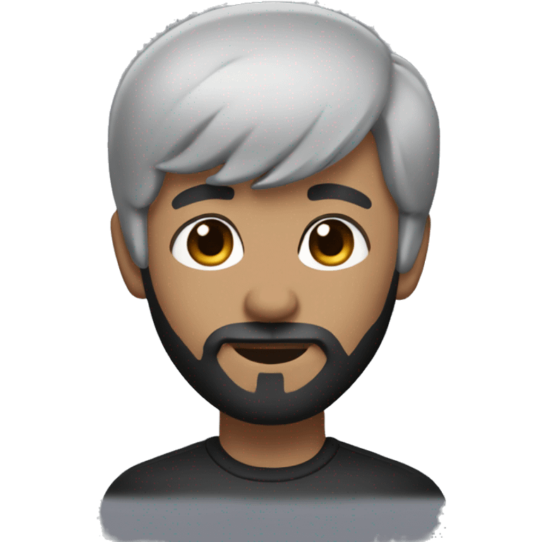 memoji style of person with black short hair and black beard emoji