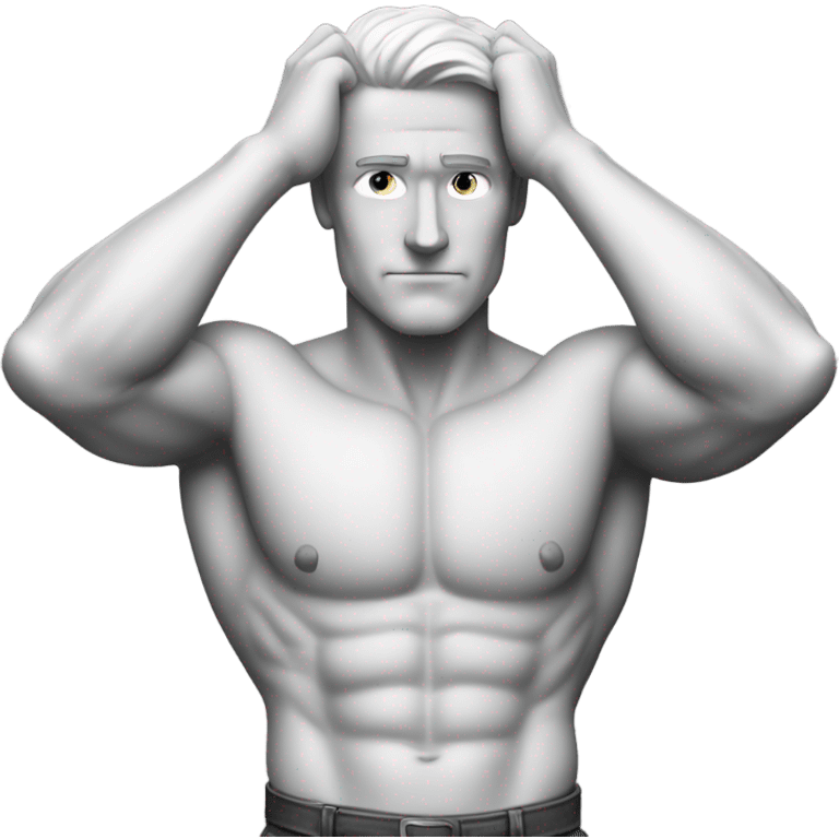 muscle white man figure hands behind your head front view emoji