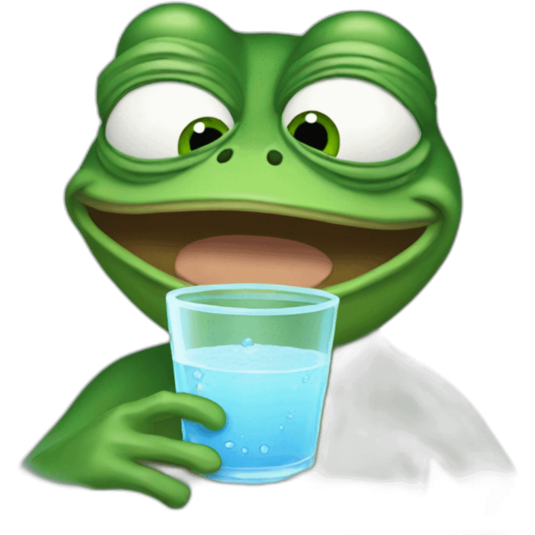 Pepe frog drinking water  emoji