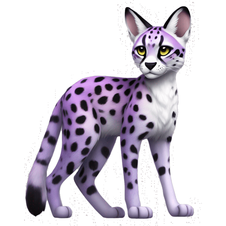 Epic Edgy Colorful Cool Cute Realistic Black White Purple ethereal Serval-Fionbri fursona full body emoji