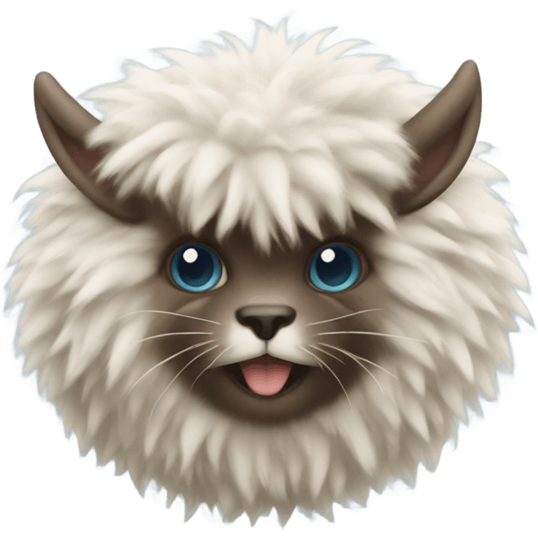 Fluffy hairball animal with horns emoji