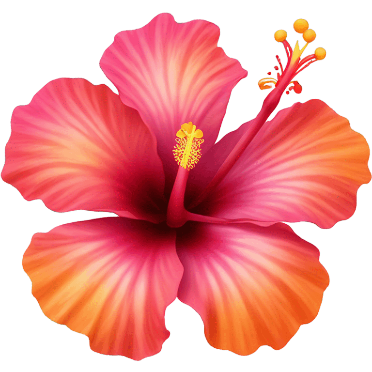 red and pink and orange hibiscus flower emoji