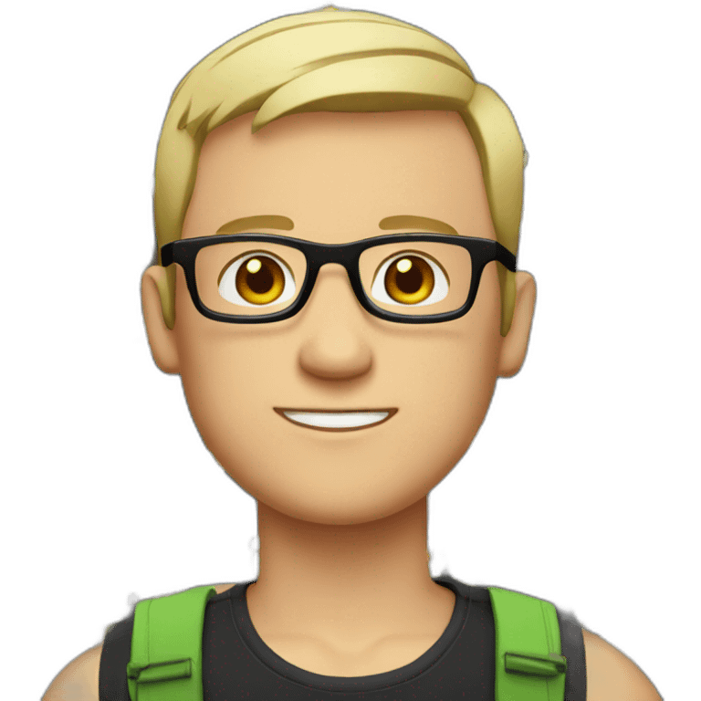 white guy short hair with glasses and dark t-shirt with flowers print emoji