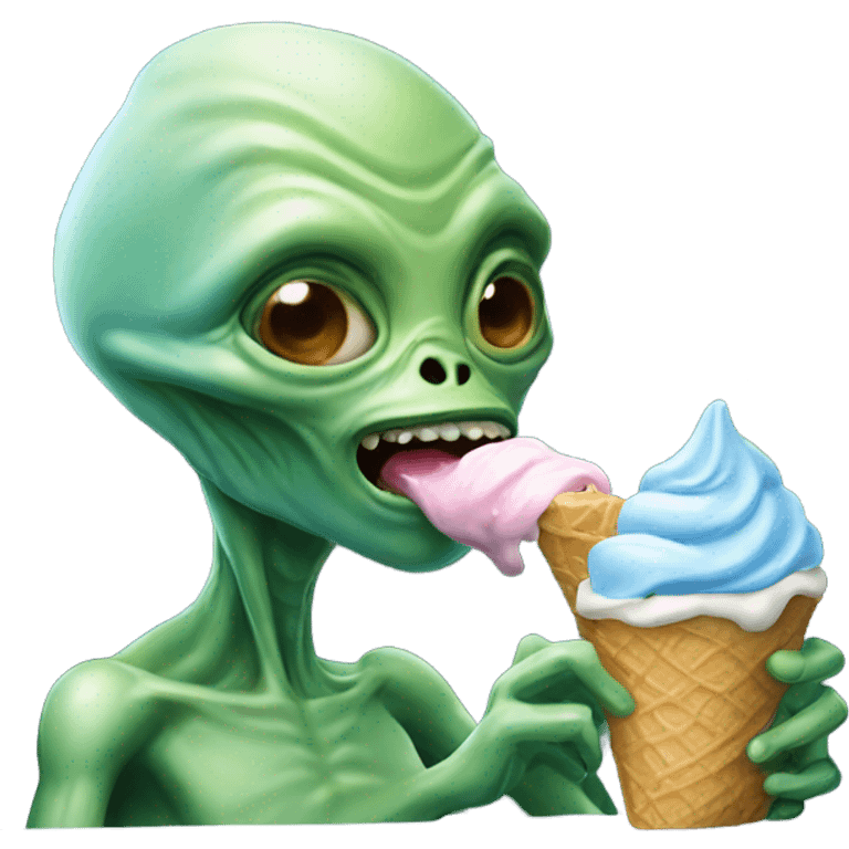 Alien eating ice cream emoji