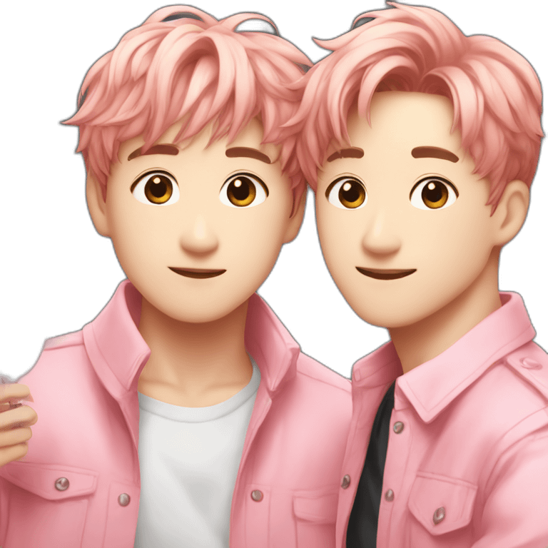 Junkook with rosé emoji