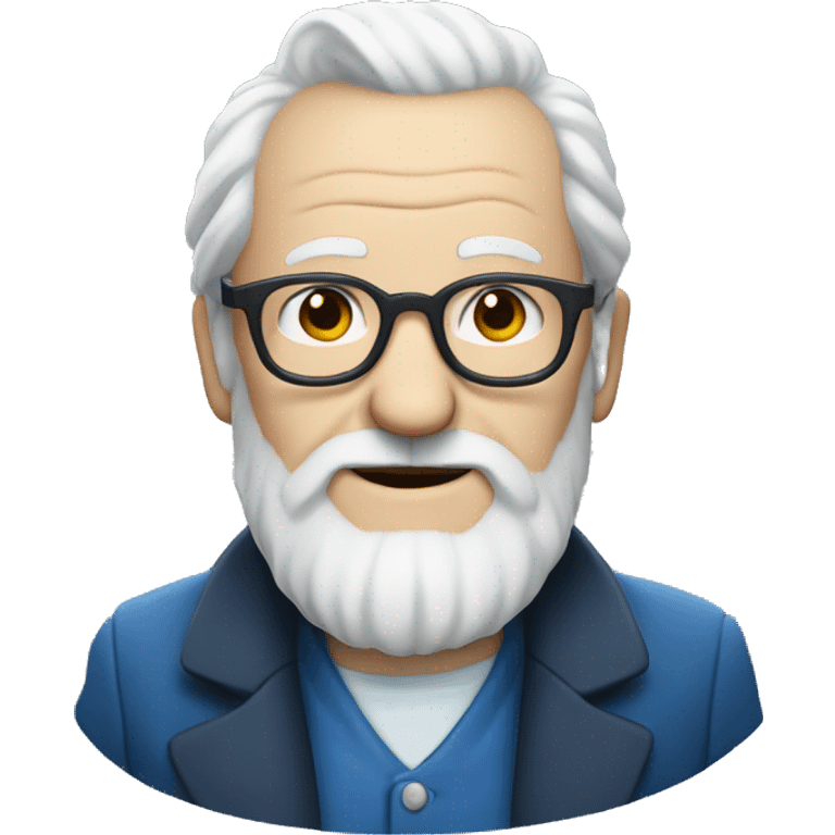 White old man with long white beard and glasses and white shirt and blue jacket emoji