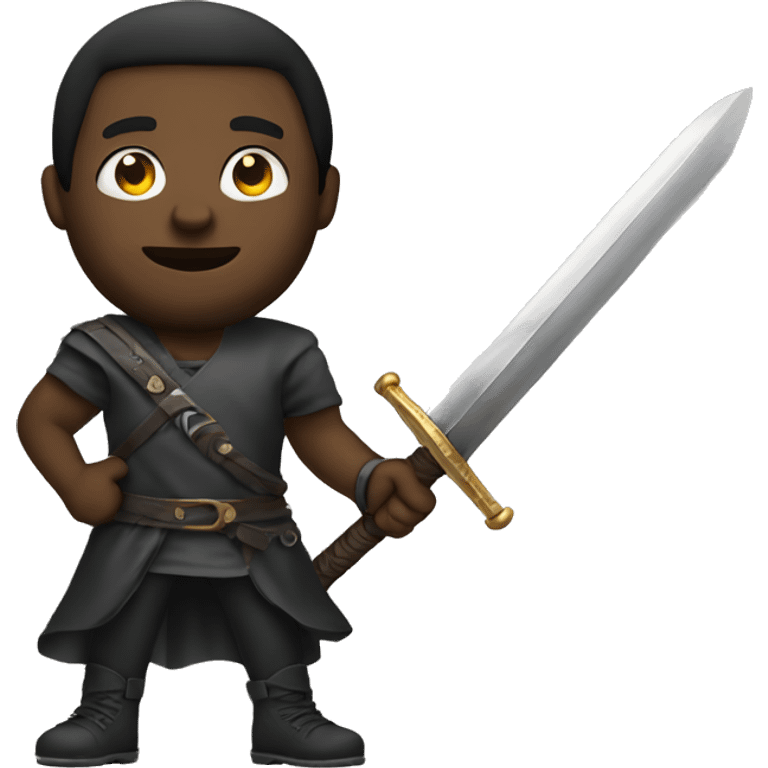 black man holding a sword emoji