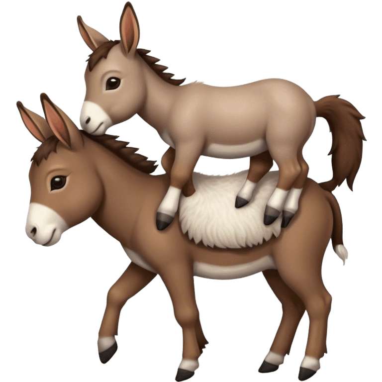 a tiny donkey with a tiny goat on it's back emoji