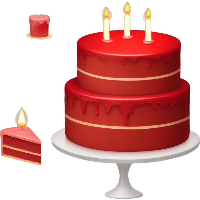 red cake with candles emoji