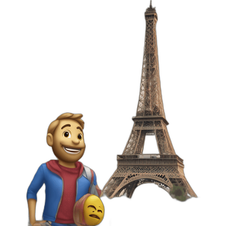 Un géant qui s'appuie sur la tour Eiffel emoji