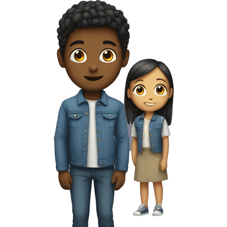 boy standing behind a girl emoji