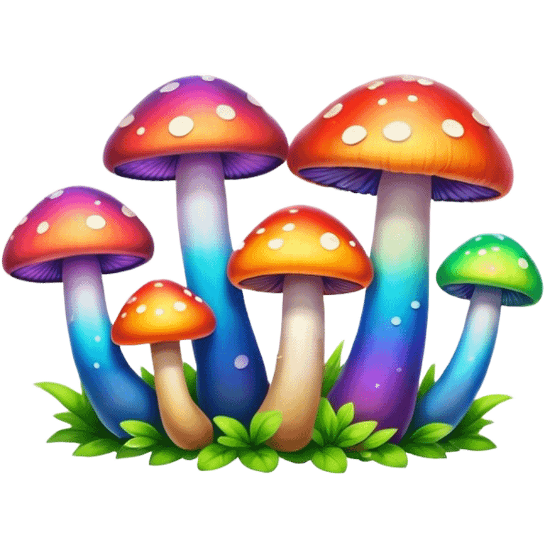 rainbow colored mushrooms emoji