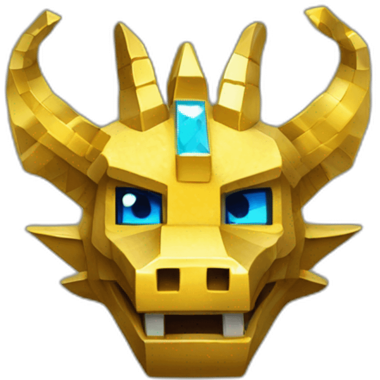 Minecraft Glitter Gold Dragon Head With Diamond Horn emoji